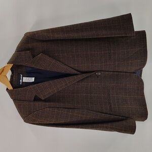 Sag Harbor Academia Plaid Blazer Size 12 Brown Houndstooth Tweed Jacket